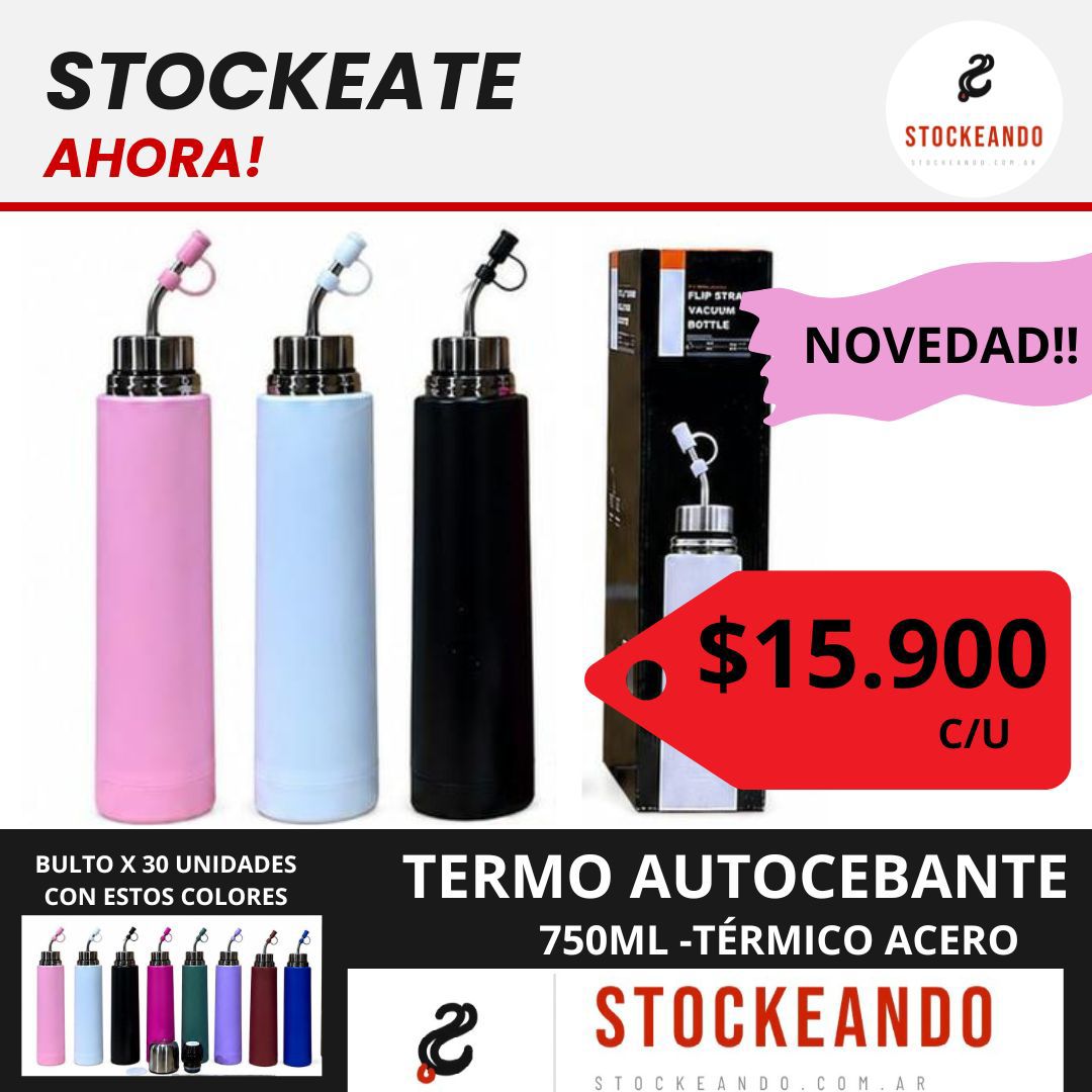 Termo autocebante 750ml - oferta Stockeando