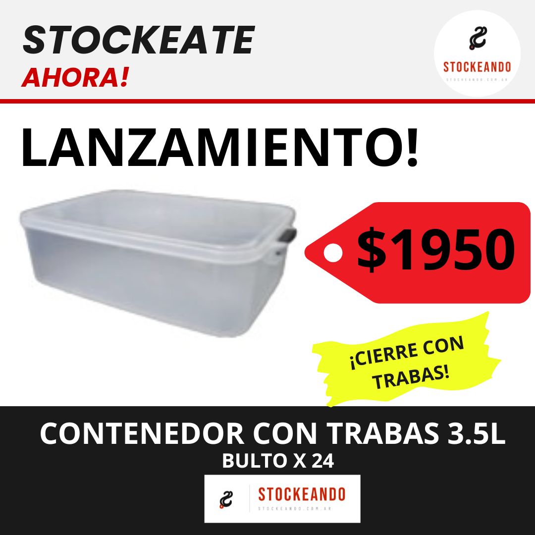 Contenedor con trabas 3.5L - oferta Stockeando
